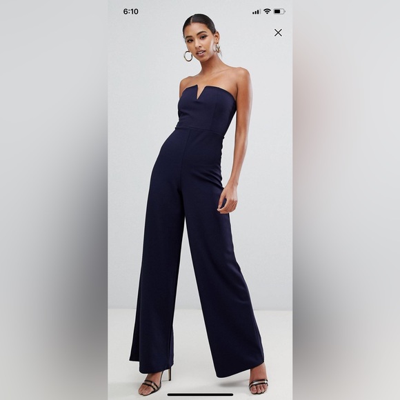 NEW Missguided - V Bar Bandeau Wide Leg Jumpsuit - Picture 4 of 6